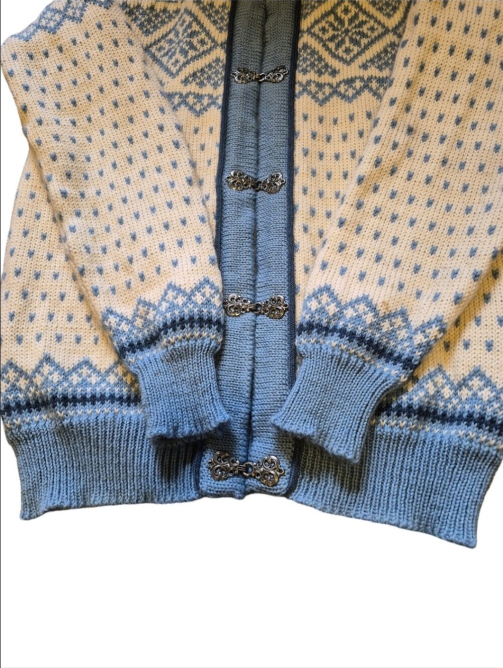 Dale Of Norway Knit Cardigan Sweater - Cream & Light Blue Size 40 Small 4-6 - Picture 6 of 11